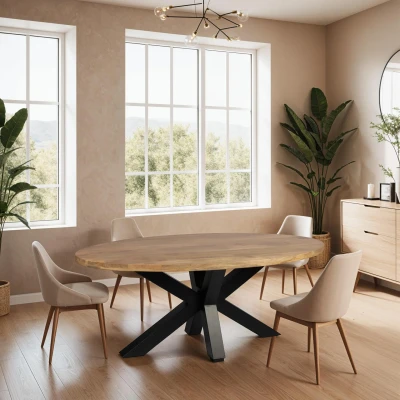 Afbeelding van Zita Home eettafel 240cm mango ovaal massief hout en extra dik frame