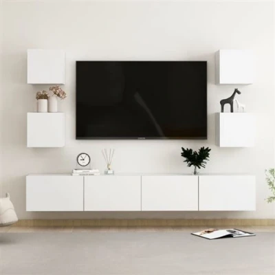 Afbeelding van vidaXL 6 delige Tv meubelset spaanplaat wit