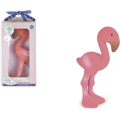 Afbeelding van Tikiri Flamingo natuurrubber bijt en knijp speeltje