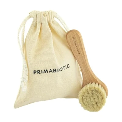 Afbeelding van Primabiotic Gezichtsmassageborstel met tas, milieuvriendelijk product uit Europa, eikenhout en geitenhaar, geschikt voor alle huidtypes, handgemaakte tas