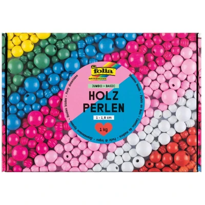 Afbeelding van Houten kralen Folia 1000 gram assorti