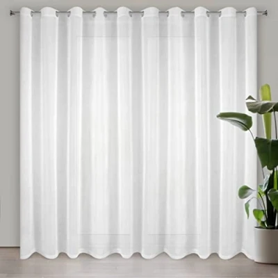 Afbeelding van Eurofirany LuCY Transparant voile gordijn met oogjes 1 stuk, voor slaapkamer, woonkamer, keuken, interieur, 200 x 250 cm, wit