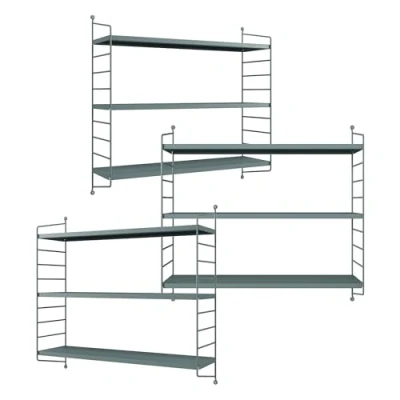 Afbeelding van Wandplank Strängnäs set van 3 verstelbaar 50x60x15 cm grijsblauw [en.casa]