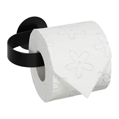 Afbeelding van Relaxdays toiletrolhouder zelfklevend wc rolhouder rvs closetrolhouder badkamer zwart