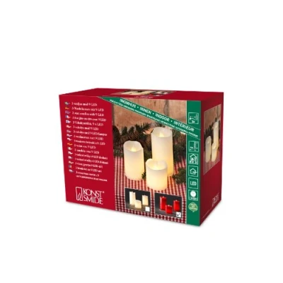 Afbeelding van Konstsmide LED Kaarsen Rood Set van 3 Roodkleurige verlichting Kerstverlichting