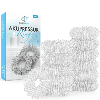 Afbeelding van 12 stuks acupressuurringen zilver anti stress acupressuur massage ring + e book handleiding (mogelijk niet beschikbaar in het Nederlands)
