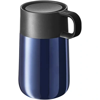 Afbeelding van WMF Impulse reisbeker van roestvrij staal, 0,3 l, automatische sluiting, 360 graden opening, houdt dranken 6 uur / 12 koud, blauw
