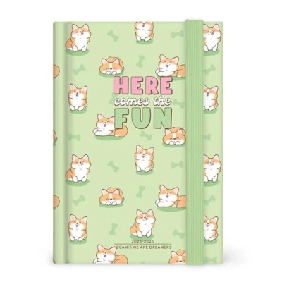 Afbeelding van Legami Fotografische dagplanner 2025 2026, Corgi, 16 maanden klein, dagboek van september tot december sluiting met elastiek, FSC gecertificeerd papier, 9,5 x 13,5 cm