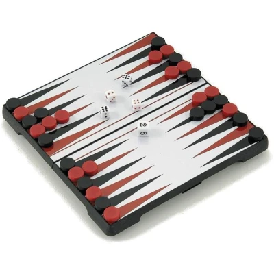 Afbeelding van Backgammon cassette magnetisch zwart kunsof 24 cm