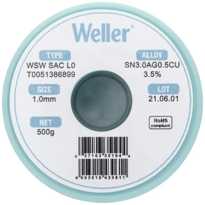 Afbeelding van Weller WSW SAC L0 Soldeertin, loodvrij Spoel Sn3,0Ag0,5Cu 500 g 1 mm