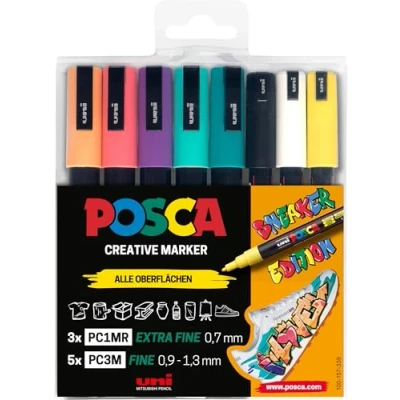 Afbeelding van Uni ball Posca 186827 Sneakermarker, voor lichte oppervlakken, 8 stuks
