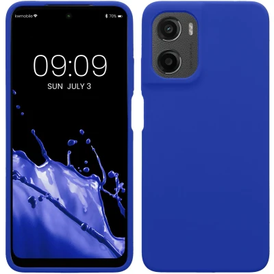 Afbeelding van kwmobile telefoonhoesje geschikt voor Motorola Moto G05 / E15 Hoesje met siliconen coating Smartphone case in Baltisch blauw