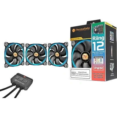 Afbeelding van Thermaltake 3x Riing 12 LED RGB PC ventilator Zwart (b x h d) 120 25 mm Incl. verlichting