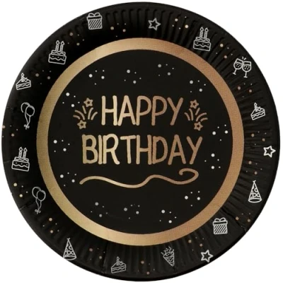 Afbeelding van Folat Shining glam borden happy birthday 8 stuks 23 cm