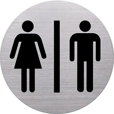 Afbeelding van helit Piktogramm &#039;the badge&#039; WC Damen &amp; Herren&#039;, rund,silber