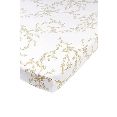 Image de Meyco Baby Branches drap de matelas pour sommier (drap jersey 100% coton, extra doux, ajustement parfait grâce à l&#039;élastique sur tout le périmètre, taille : 75 x 95 cm), sable