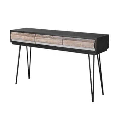 Afbeelding van Sidetable Adesso 140x35x80cm Stijlvol Acacia Hout &amp; Black Stone Look Perfect voor Elk Interieur
