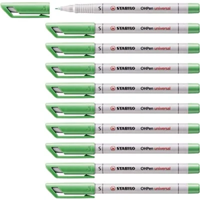 Afbeelding van OHP Pen Stabilo Superfijne Pennen Groen, 10 Stuk
