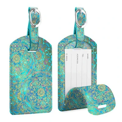 Afbeelding van Fintie Bagagelabel van Synthetisch Leer, [2 Stuks] Travel Naamkaartje Handtaslabel ID Label Koffer met Adreslabel Naamlabel voor Bagage Reistaskoffer,, Jade