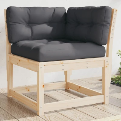 Afbeelding van Tuinhoekbank met kussens 73x73x78 cm massief grenenhout