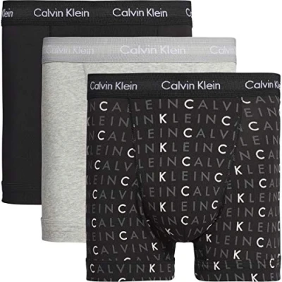 Image de Calvin Klein Lot de 3 boxers pour homme, Noir/gris/logo subdued., M