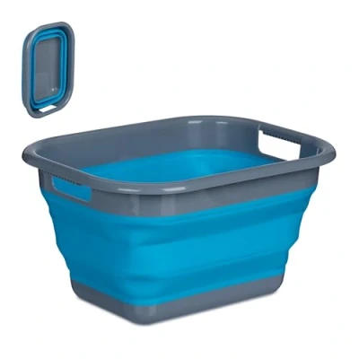 Afbeelding van Relaxdays wasmand opvouwbaar heupwasmand wasgoedmand 15 liter plastic handvatten