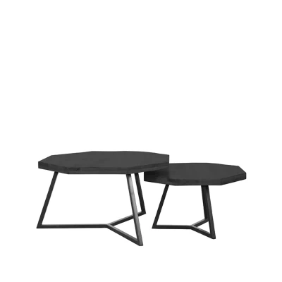 Afbeelding van LABEL51 Salontafel Figure Zwart Mangohout 70x70x40 cm