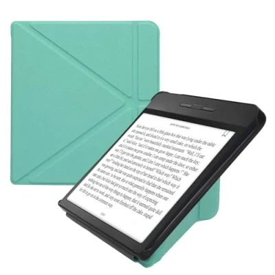 Afbeelding van kwmobile E reader hoesje geschikt voor Kobo Libra H2O hoes Ereader flip case met standaard cover van kunstleer In mintgroen
