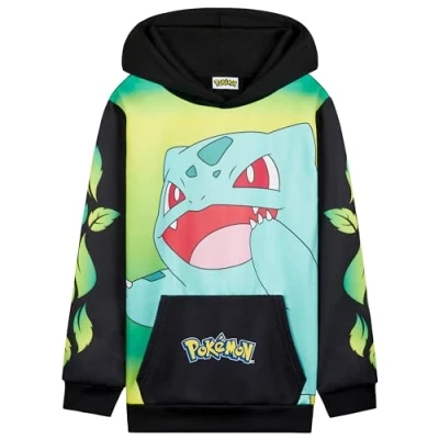 Afbeelding van Pokemon Hoodies voor kinderen, jongens, kangoeroezak, Zwart/Bulbizarre Geel