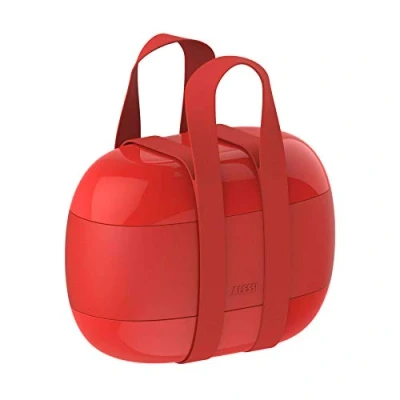 Afbeelding van Alessi Food à Porter SA02 G Driedelige broodtrommel van thermoplastisch kunststof, rood.