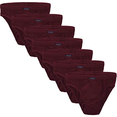Afbeelding van BRUBAKER 7 Pack Heren Slips Katoen, Bordeaux Rood, L