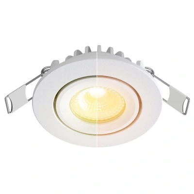 Afbeelding van Led inbouwspot wit, dim to warm (3000K 2000K), kantelbaar, 5W vervangt 50W, zaagmaat Ø55mm, buitenmaat Ø62mm, 23mm diep
