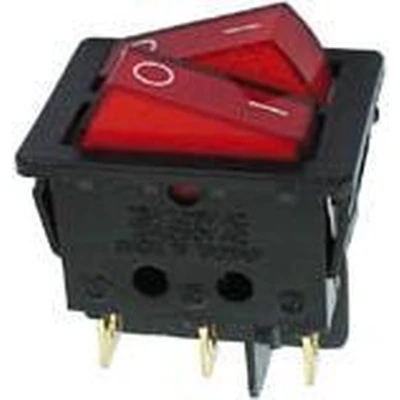 Afbeelding van Vermogen Rockerschakelaar 10A 250V Dpst On Off met Rood Neonlampje