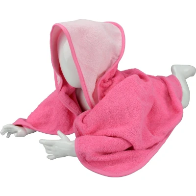 Afbeelding van ARTG® Babiezz Babycape Baby Badcape Kraamkado 75 x cm Fuchsia Rose / Lichtroze Capuchon Rand 100% Katoen PINK LIGHT