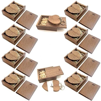 Afbeelding van A Plus+ 10 stuks 16 GB USB 3.0 Flash Drives van hout hart Memory Stick met houten kisten (Okernot)