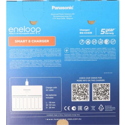 Afbeelding van 8 weg Panasonic snellader en stuks eneloop Mignon AA BK 3MCC