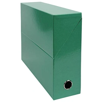 Afbeelding van Exacompta Ref. 89933E, 1 Iderama transferbox van gekleurd papier, rug 90 mm, metalen oog voor DIN A4, 25,5 x 34 9 cm, donkergroene kleur, gemonteerd geleverd