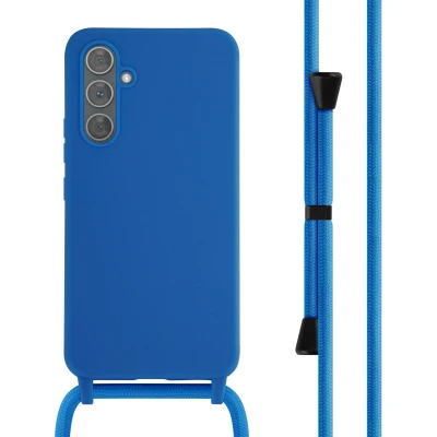 Afbeelding van iMoshion hoesje Geschikt voor Samsung Galaxy A54 (5G) met koord Siliconen Blauw