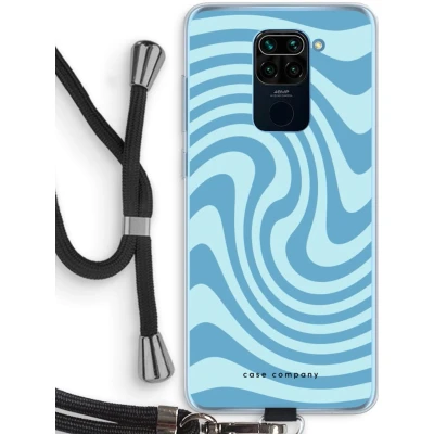 Afbeelding van Case Company® hoesje met Koord geschikt voor Xiaomi Redmi Note 9 Swirl Blauw Telefoonhoesje Zwart Bescherming aan alle Kanten en Over de Schermrand