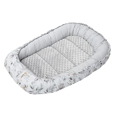 Image de Medi Partners Reducteur de Lit Bebe Réducteur Bébé 100x60x15cm Cocon et Naissance couffin Nid d&#039;ange bilatéral Cale 100% Coton Minky (Cerf en feuilles avec gris)