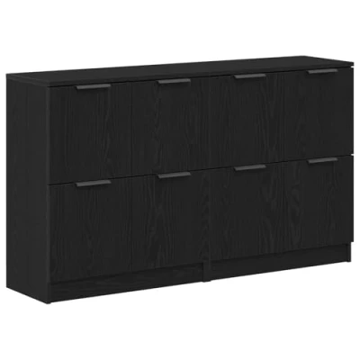 Afbeelding van vidaXL Sideboards 2 stuks Zwart Eikenhout 60x30x70 cm Engineered Wood
