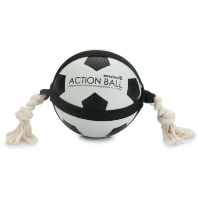 Afbeelding van Beeztees Action Voetbal Met Touw Blauw 19 cm