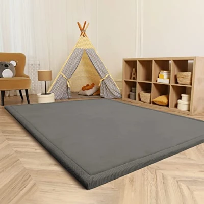 Afbeelding van Paco Home Tapijt voor kinderkamer, baby, meisjes, jongens, wollig, antislip, modern, afmetingen: 140 x 200 cm, kleur: grijs