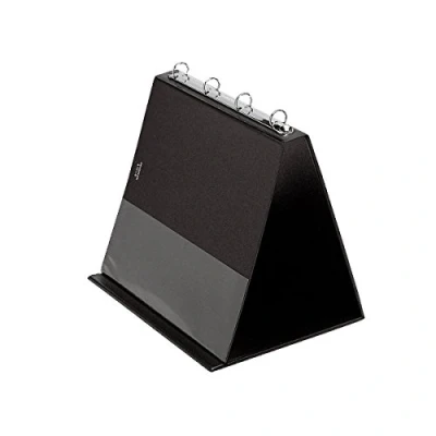 Afbeelding van VELOFLEX 4101080 DIN A4 liggend tafelpapier, met transparante hoezen, pvc, tafelstandaard, presentatiestandaard, zwarte flipchart, ringband om uit te vouwen