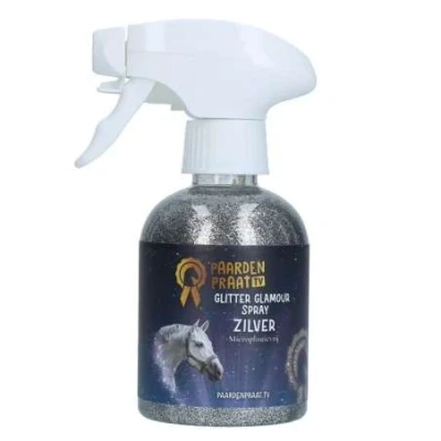 Afbeelding van Paardenpraat Glitter Glamour Spray Zilver Huidverzorging 250 ml