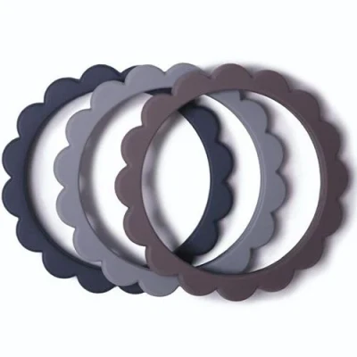 Afbeelding van Mushie bijtring armband steel dove gray stone 3st