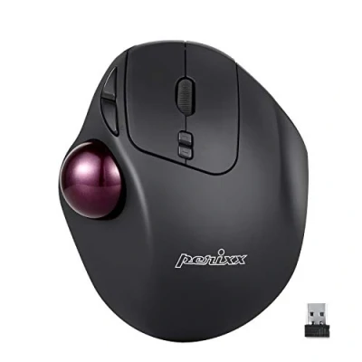 Afbeelding van Perixx PERIMICE 717 D trackball Radiografisch Laser Zwart 7 Toetsen 2000 dpi Ergonomisch, Geïntegreerde