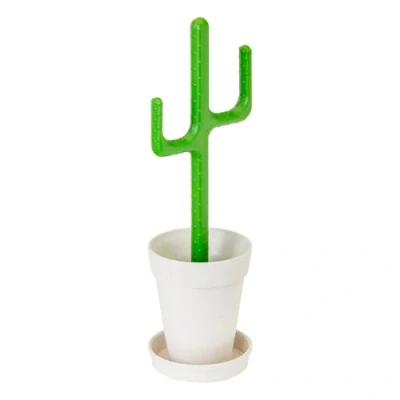Afbeelding van Vigar Toiletborstelset Extra lange steel 12,5 x 11,5 39 cm Cactus collectie Basis Pot met schoteltje Sterke borstelharen Groen