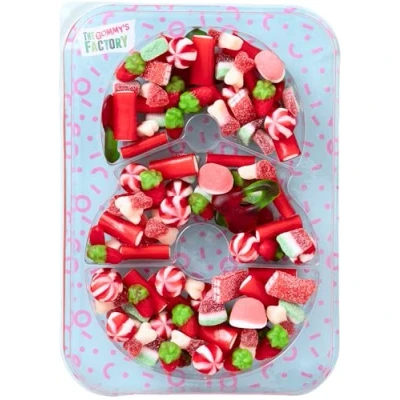 Afbeelding van Bonbons Anniversaire Enfant Nº8 Gateau de Bonbon Savoureux et Parfait pour Anniversaires, Gouter Decoration Fête Box Acidulés idéal cadeau 500g