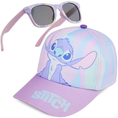 Afbeelding van Get Trend Pet voor meisjes en zonnebril kinderen, UV400 bescherming, Disney Stitch lila, Eén maat